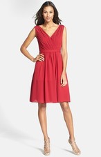 14  Jenny Yoo Cori Gathered Chiffon Dress - Chic Party Red Dress, Stylish, Aline