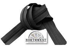 YKK Nylon Coil Zipper Tape 8 Black 5 yards with 5 Black Zipper Sliders