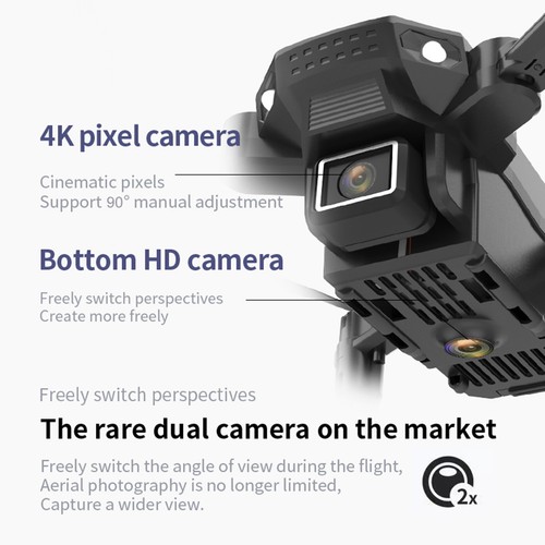 RC Drone 4K Dual Kamera FPV Altitude Hold Quadrocopter mit Akku (Schwarz) - Bild 12 von 12