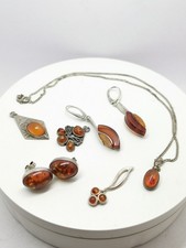 Collection of 7 x Vintage Sterling Silver 925 Amber Jewellery #40