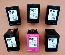 Lot of 6 Genuine HP 67 Virgin EMPTY Ink Printer Cartridges - Suitable for Refill