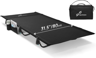 Camping Cot: 31.5   Extra Wide Compact Sleeping Cots with Side Pocket - Lightwei