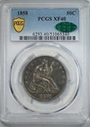1858 Liberty Seated Half Dollar 50C PCGS XF40 CAC