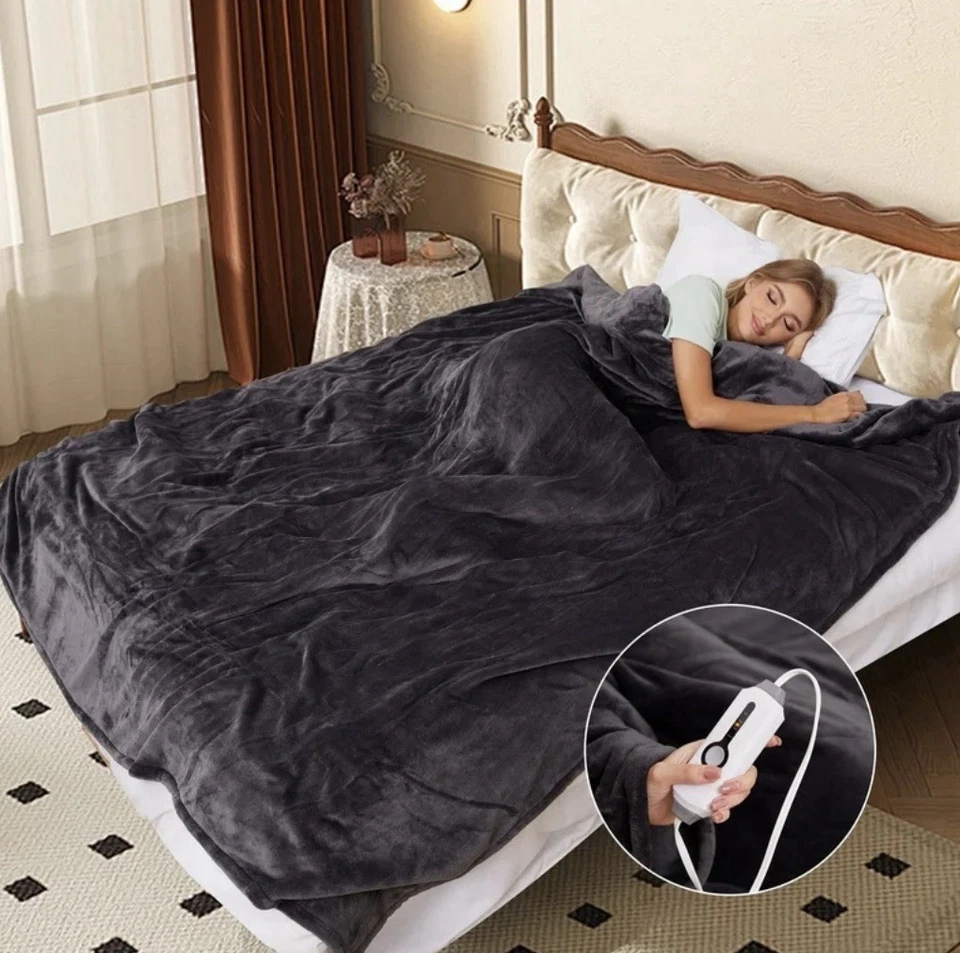 GONUES Heated Blanket Full 72x84 Soft Flannel 4 Levels 10H Auto Off Warm Grey - Image 2 of 4