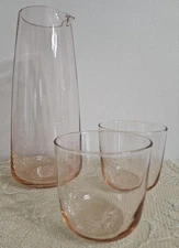 Ikea Intagande Pink Glass Carafe Pitcher & (2) Drinking Glasses Set Aaron Probyn
