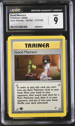 2000 Gym Heroes 111 Good Manners Trainer CGC 9 Mint 1st Edition Pokemon
