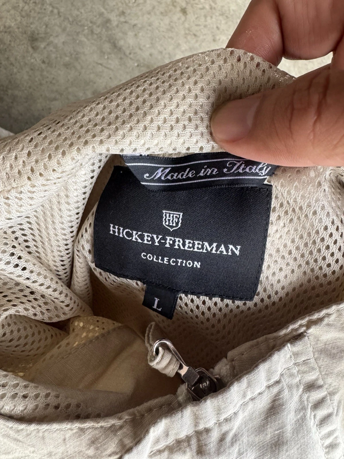 Hickey Freeman Loro Piana Storm System Wool Hooded Windbreaker Jacket Large Tan - product detail image 3