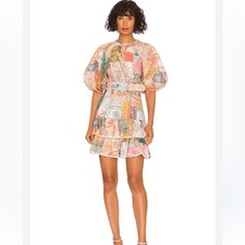 NWOT Zimmermann Patchwork Puff Sleeve Mini Dress  size 0p