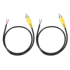 1.6FT RCA to Bare Wire Speaker Cable, Yellow RCA Male Plug, Pack of 2