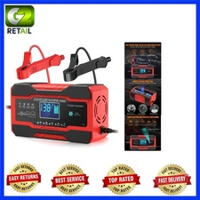 Safe 10A 12V/24V Car Battery Charger with Temperature Compensation & Repair Mode