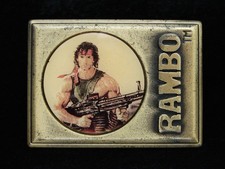 PC13156 NOS VERY COOL VINTAGE 1985  RAMBO  MOVIE BELT BUCKLE
