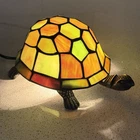 VTG Tiffany Style Turtle Tortoise Stained Glass Table Night Light Lamp Works!