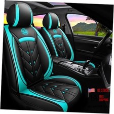 Comfortable Leather Auto Car Seat Covers - 5 Seats - Full Set - Black  Green