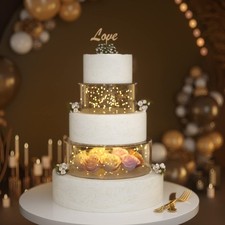 2PCS Acrylic Fillable Cake Stand Cake Riser Cake Tier, Round Cylinder Display...
