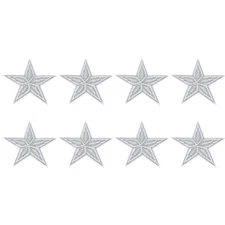 8 Pack Star Iron on Patches, 3.2x3.2 Inch Sew on Star Patches[Silver]