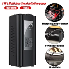 Car Jump Starter Power Bank With Tire Inflator Air Compressor Battery Booster
