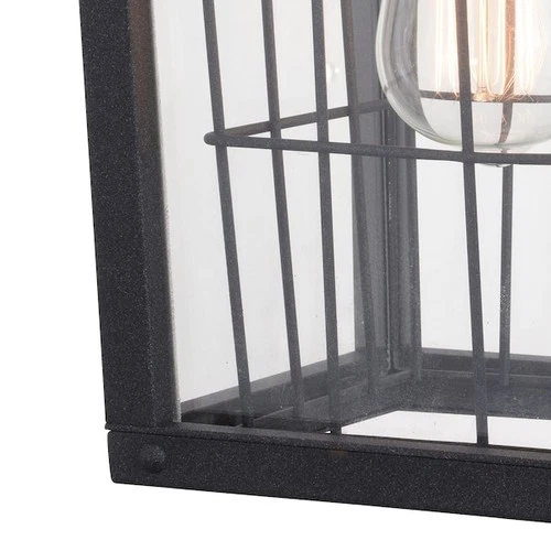 VAXCEL T0589 Gage 7-in Black Outdoor Farmhouse Wire Cage Wall Lantern, Dusk to - Picture 2 of 7