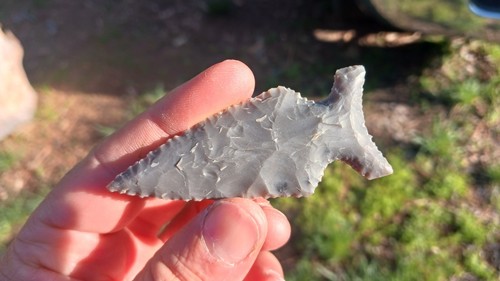 Four Flint Knapped Arrowheads/ Atlatl TX Flint, Tiger Chert, Obsidian, Hornstone - Picture 9 of 22