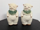 Vintage Shawnee Pottery "Smiley Pig" large salt and pepper shakers in green