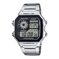 CASIO AE-1200WHD-1A AE1200 CASIO ROYALE SILVER DIGITAL WATCH