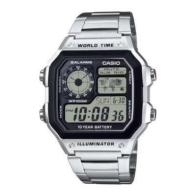 CASIO AE-1200WHD-1A AE-1200WHD-1AV CASIO ROYALE SILVER DIGITAL WATCH