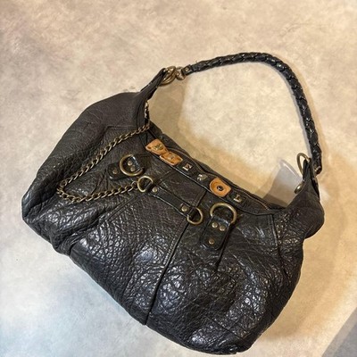 DIESEL Archive 00s Studded One-Shoulder Bag Black Leather Unisex