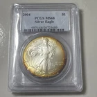 2004  American Silver Eagle PCGS MS68 , Colorful  Monster  Toning