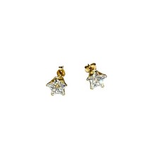 JCM 14K Solid Yellow Gold Star Shape 7mm Cubic Zirconia Stud Earrings