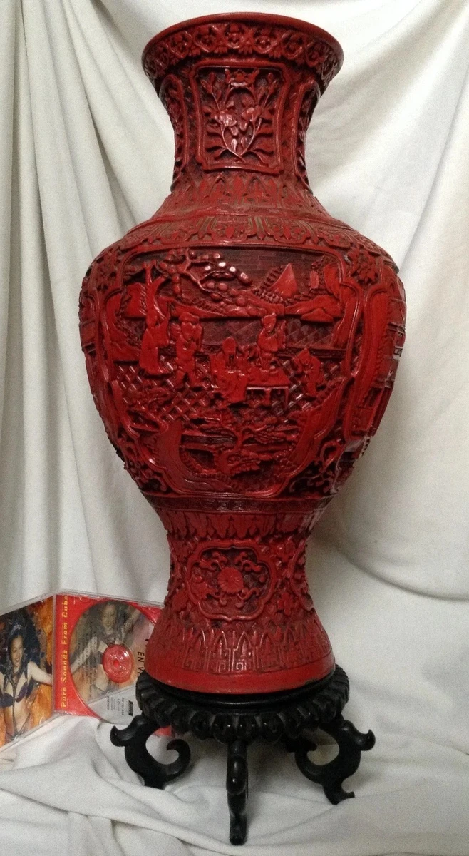 红色中国古董花瓶| eBay