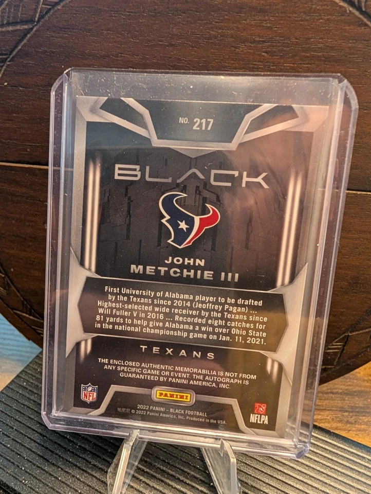 2022 Panini Black Rookie Signature Materials John Metchie #217 /99 (AU, MEM) - Image 2 of 2