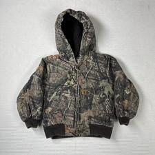 Carhartt Jacket Kids 4T Brown Camo Canvas Hooded Quilted Lined Winter Hunting