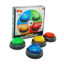 Set of 4 Buzzers for Trivia Games, Answer Buzzers for Classroom, Family Feud