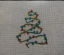 Hand Painted, Needlepoint Canvas, 13 Mesh, Christmas Tree With Lights