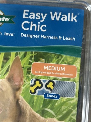 PetSafe Designer Easy Walk Chic Harness & Matching Leash Medium Bones  Print