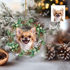 Personalized Chihuahua Ornament with Photo, Dog Gifts For Women, Custom Xmas