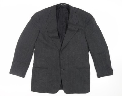 Saks Fifth Avenue Herren Grau Geometrisch Wolle Sakko Anzugjacke Größe 40 Regular