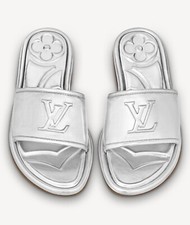 LOUIS VUITTON W'S MAGNETIC FLAT MULE SILVER. SIZE US 9 N / LV 39 N. ITEM 1AA1L3