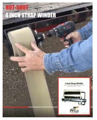 Professional Trucker Cargo Strap Winder Roller 3'' 4'' Drill or Impact Driven
