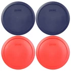 Pyrex 7402-PC 4PK 2-Blue and 2-Red 6 / 7 Cup Storage Lid Cover for Glass Bowls