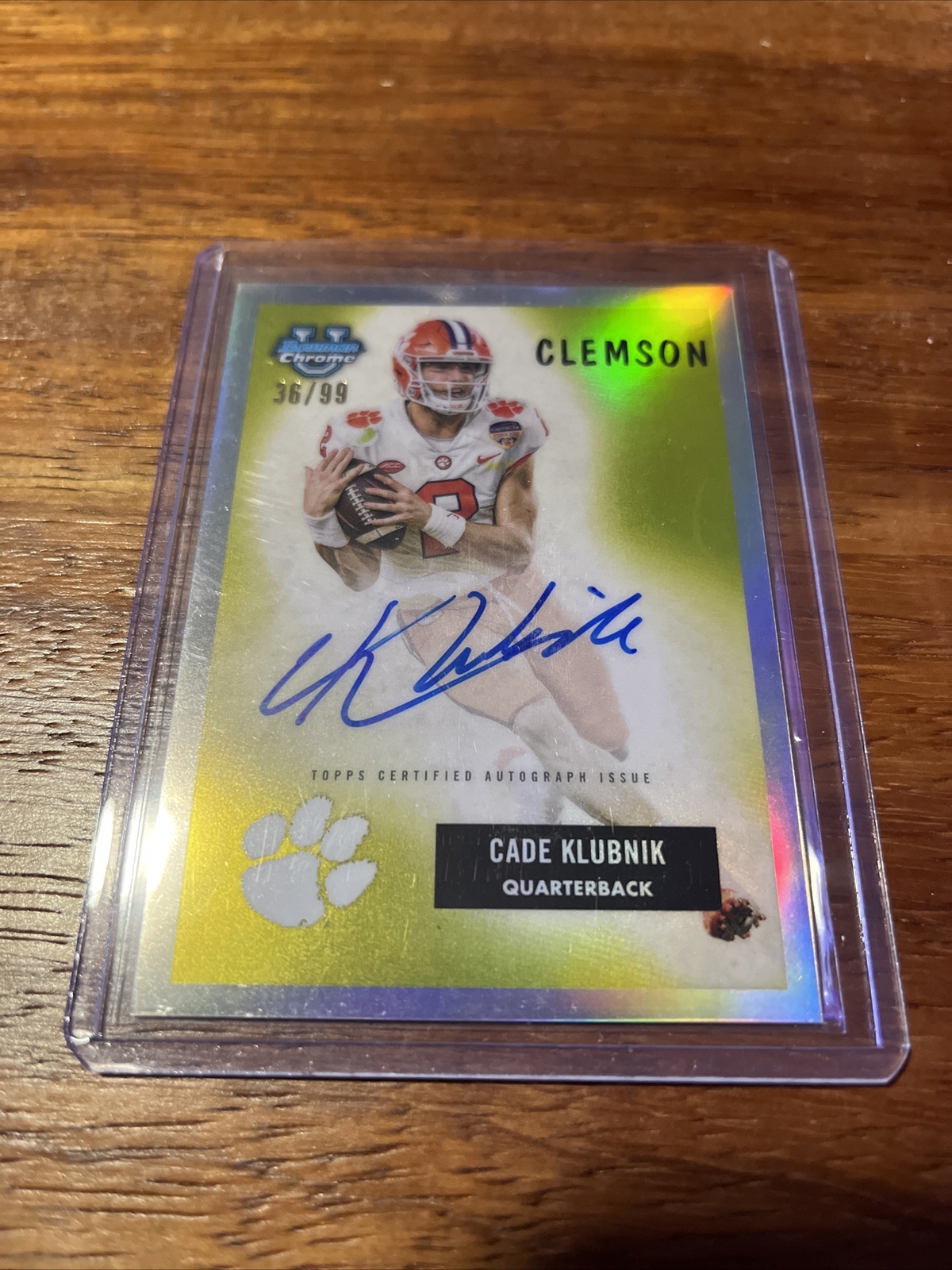 Cade Klubnik 36/99 2023 Bowman Chrome University 1955 On Card Auto RC CLEMSON