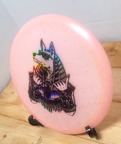 Infinite Discs Anubis 180g Glow Metal Flake C-Blend Mid Disc Golf Pink/Yellow - Picture 6 of 19