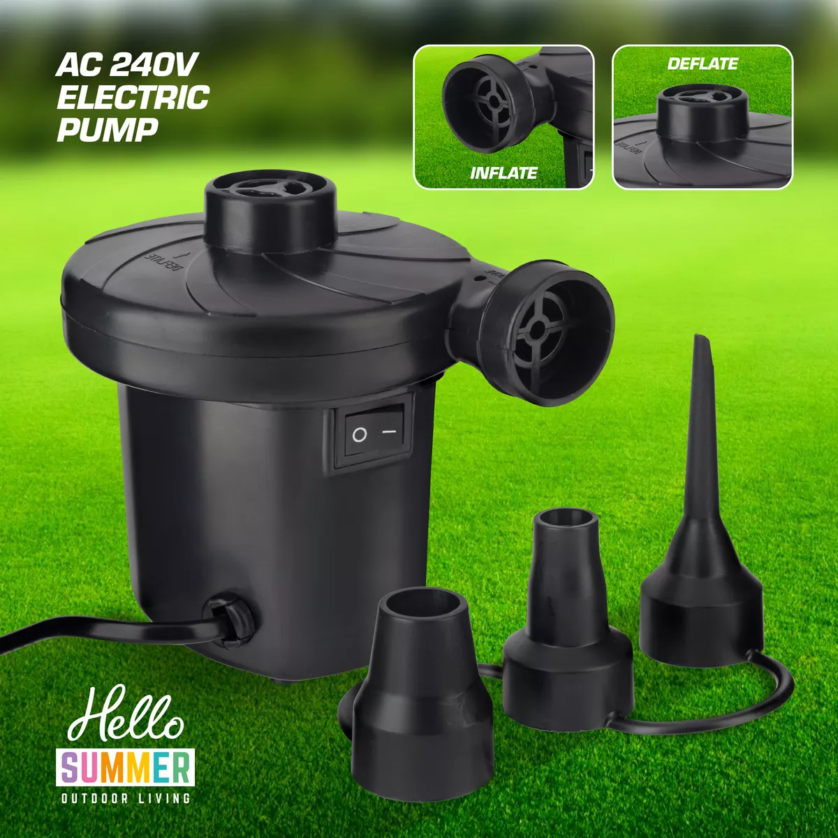 Electric Air Pump Inflator Deflator Air Bed Camping Pool