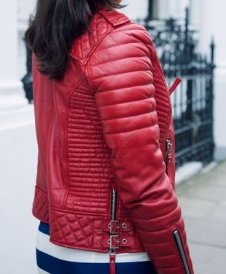Womens Ladies Diamond Quilted Red Kay 