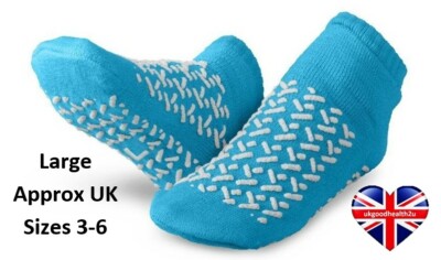 MOBILITY AID MEDLINE DOUBLE TREAD SLIPPERS ANTI NON SLIP SKID RESISTANT  SOCKS L UK