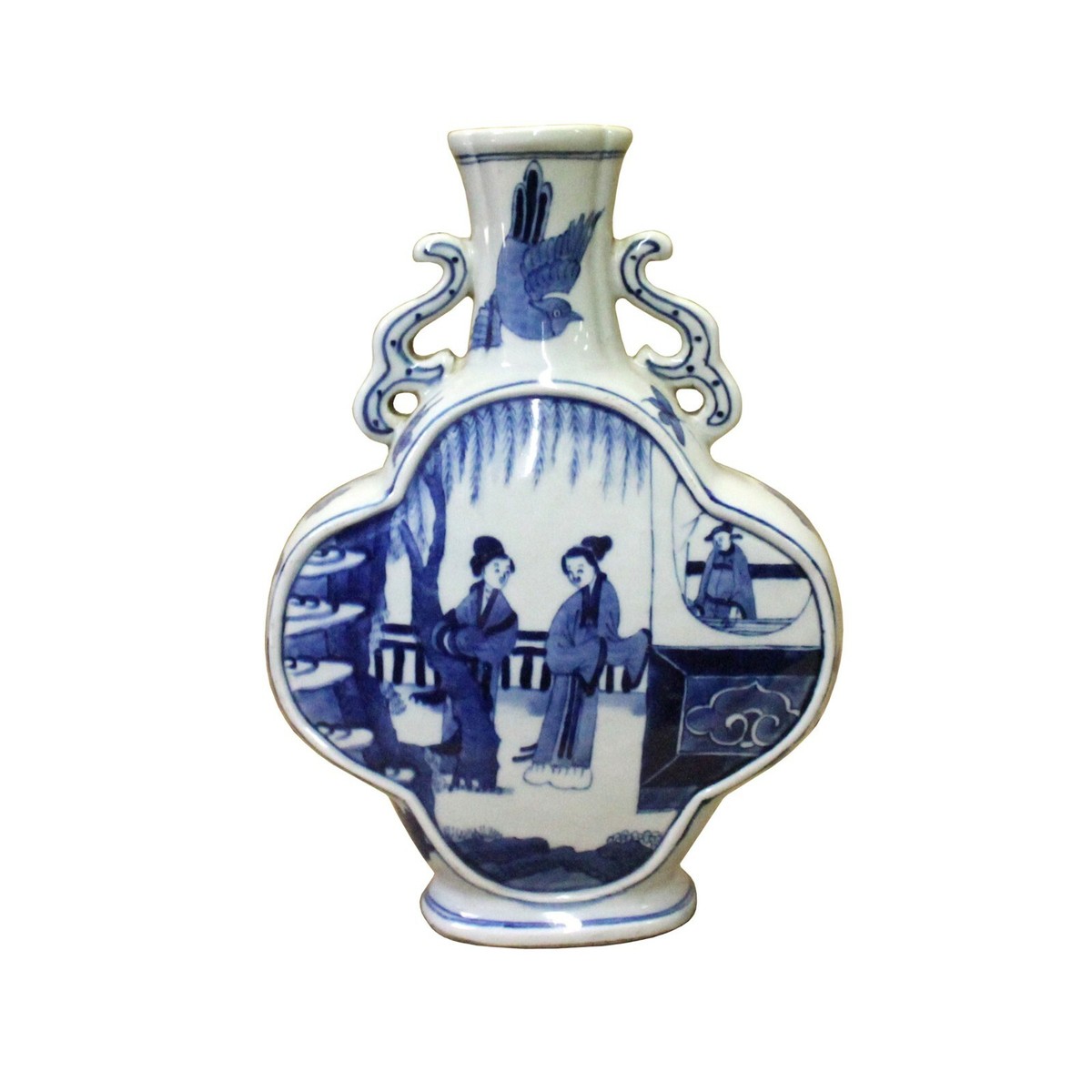 Chinese Blue White Porcelain People Theme Flower Shape Vase ws708S Chinese Blue White Porcelain People Theme Flower Shape Vase ws708S