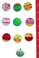 original Vintage lot 10 Pinback buttons 1960's laugh in original Vintage lot 10 Pinback buttons 1960's laugh in