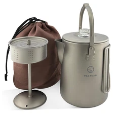 Valtcan Titanium Percolator Coffee Maker Pot 1.5L Filter Brew Ultralight Weight
