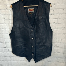 Vintage Paragraff Clothing Co. Mens Leather Vest Snap Closure size Large