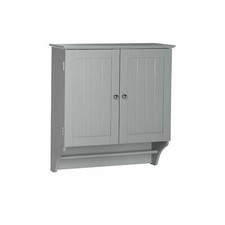 Gray Grey Wooden Medicine Cabinet Storage Organizer Bathroom Wall Mount Shelf