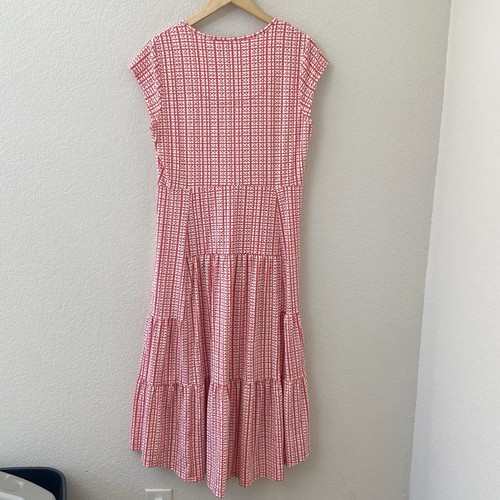 Tommy Hilfiger Midikleid Größe M rot weiß Print Stufen Drop Hem - Bild 6 von 6